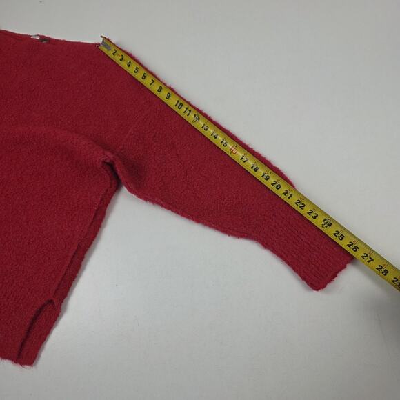 Free People Sweater Womens Small Red Boucle Knit Boat Neck Oversized Pullover - Picture 13 of 16